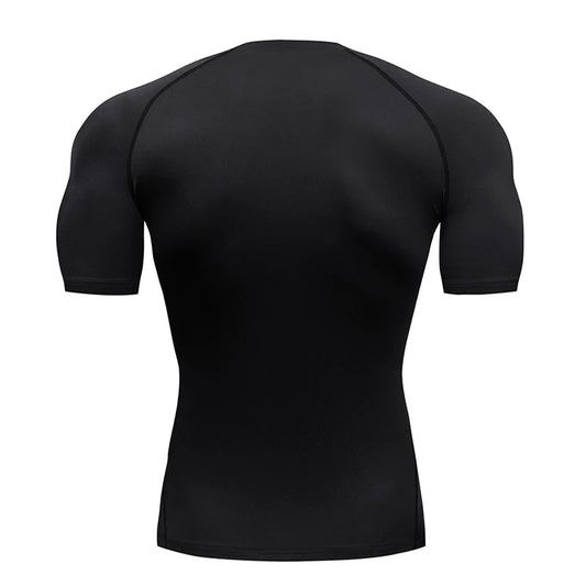 Camisa de compressão ginásio esportes topo secagem rápida respirável preto fitness roupas esportivas musculação